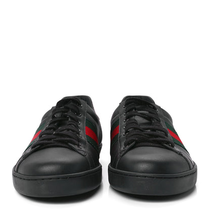 Gucci Miro Soft Calfskin Ayers Web Mens Ace Sneakers 8.5 Black Rosso 2 of 9