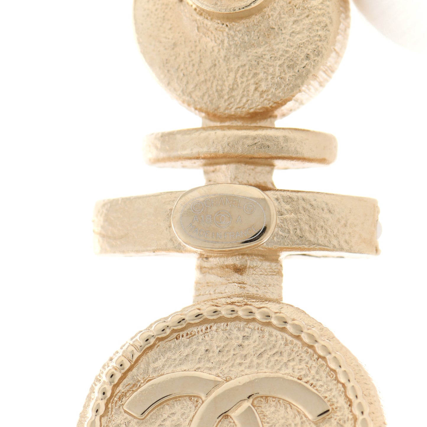 Crystal Pearl CC Anchor Brooch Gold