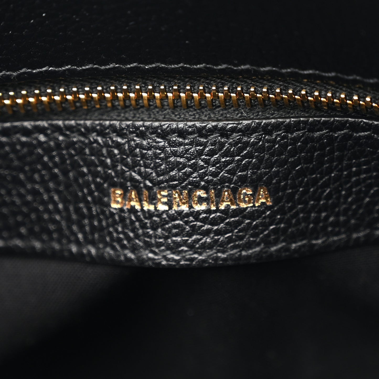 Grained Calfskin Logo S Ville Top Handle Bag Black White
