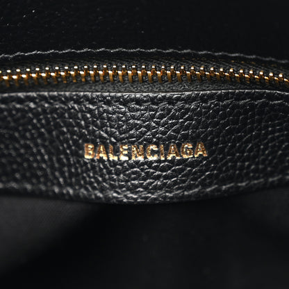 Balenciaga Grained Calfskin Logo S Ville Top Handle Bag Black White 6 of 11
