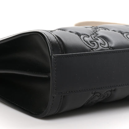 Gucci Calfskin GG Matelasse Small Slim Chain Shoulder Bag Black Natural 10 of 13