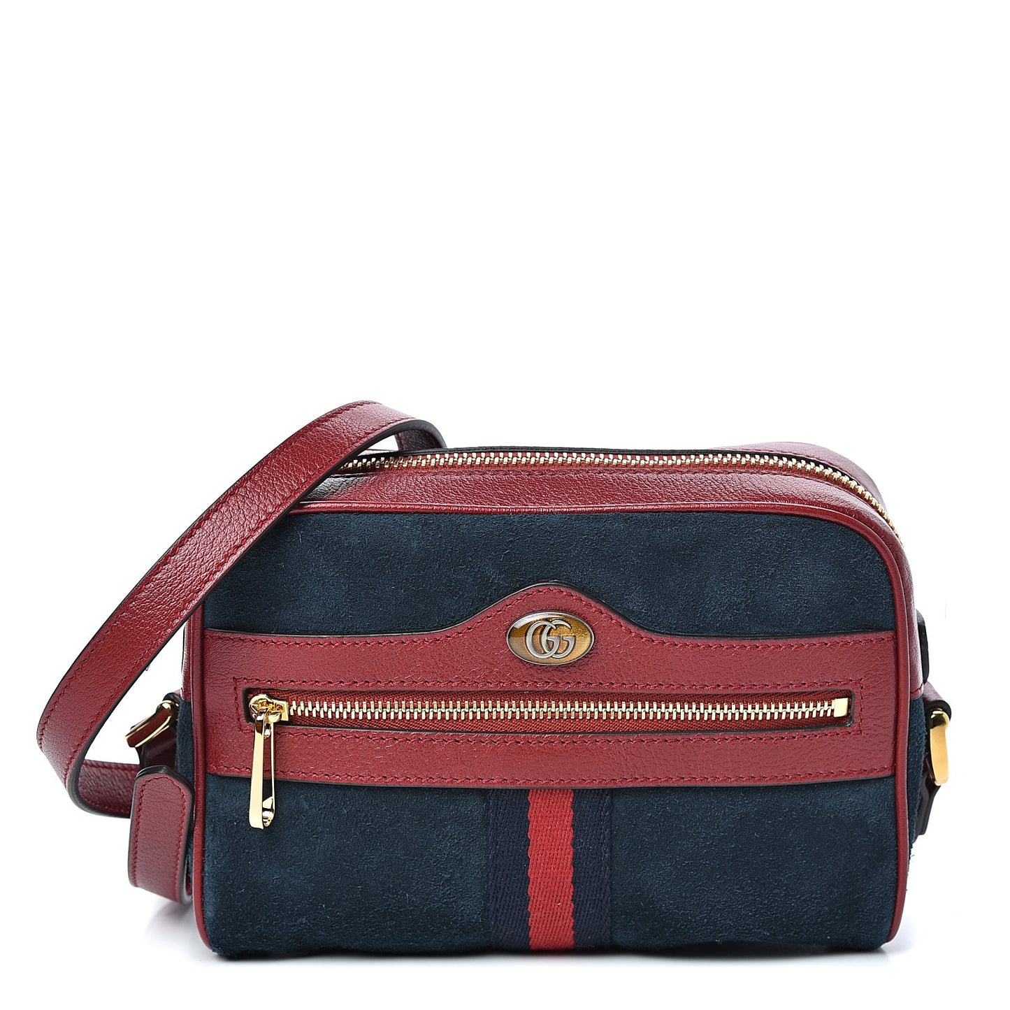 Suede Calfskin Web Mini Ophidia Shoulder Bag New Blue Romantic Cherry