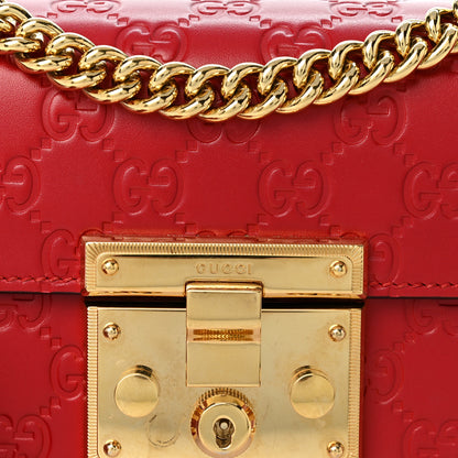 Gucci Guccissima Small Padlock Shoulder Bag Hibiscus Red 8 of 11