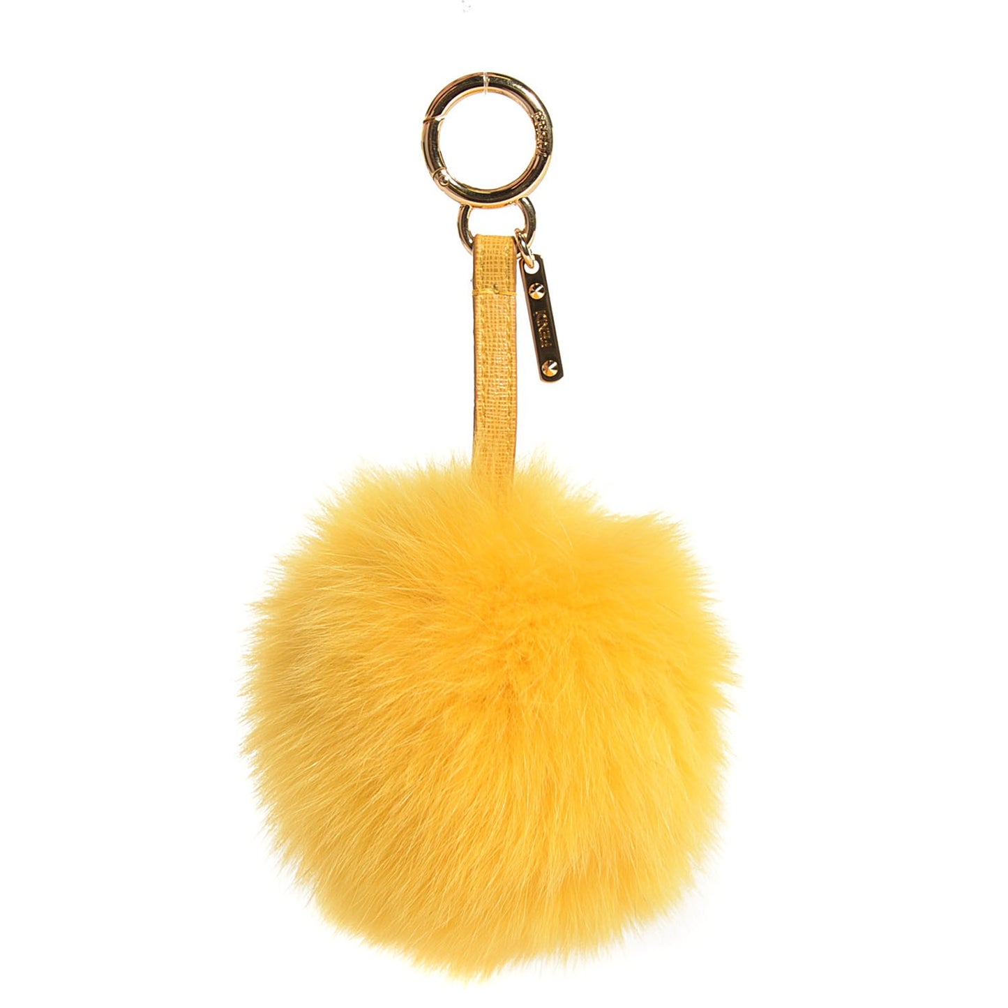Fox Fur Pom Pom Bag Charm Yellow