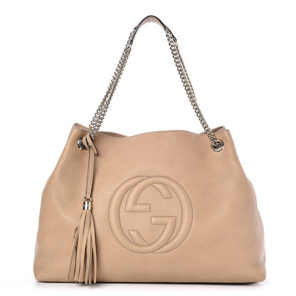Gucci Pebbled Calfskin Large Soho Chain Shoulder Bag Nude 1 of 8