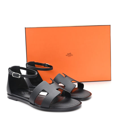 Hermes Epsom Santorini Sandals 38 Black 10 of 10