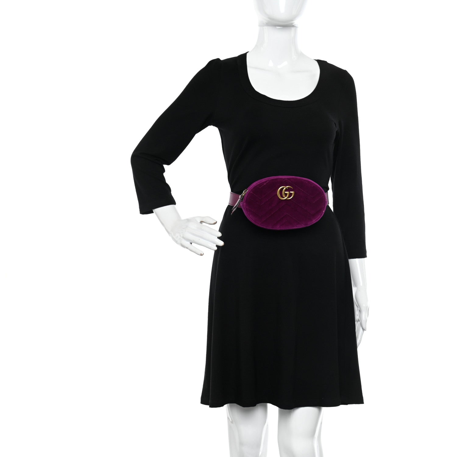 Gucci Velvet Matelasse GG Marmont Belt Bag 85 34 Violet Cyclamen 3 of 13