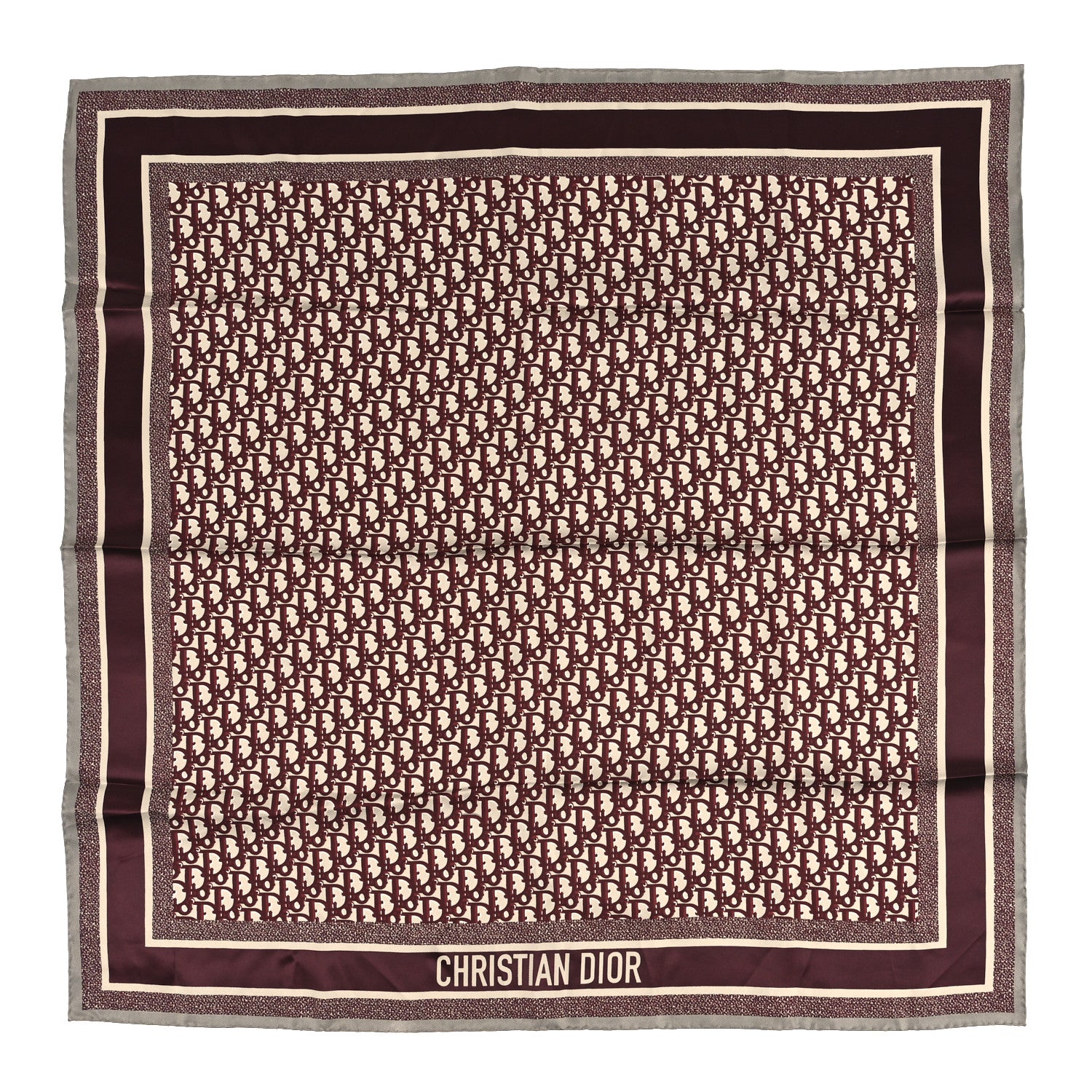 Christian Dior Silk Oblique Reversible Scarf 90 Blue Burgundy 1 of 4