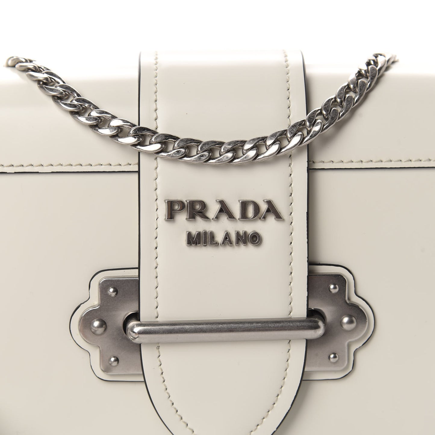 City Calfskin Cahier Chain Wristlet Clutch White
