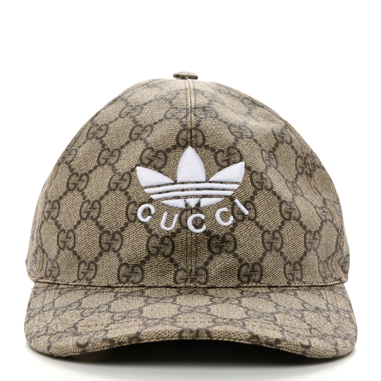 X ADIDAS GG Supreme Monogram Double Sided Baseball Hat XL Beige Purple