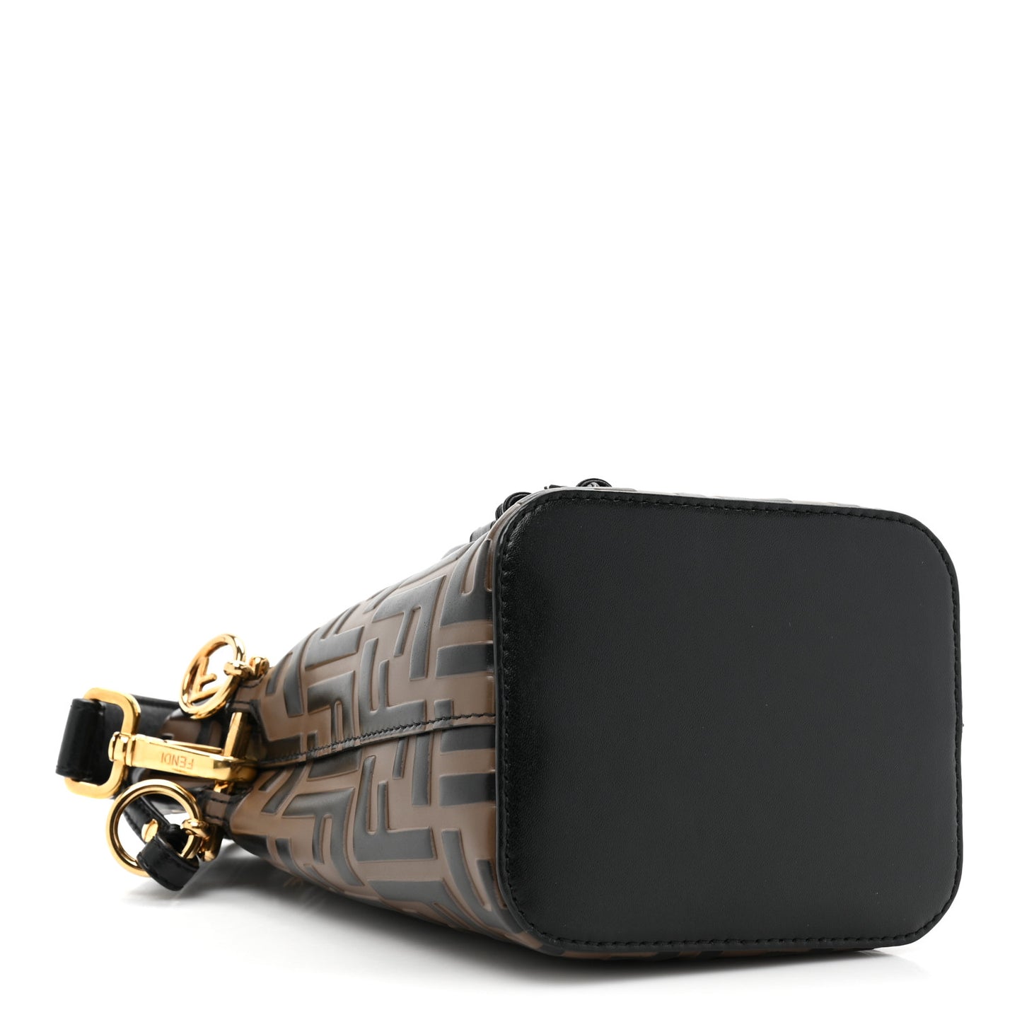 Vitello Liberty F is Fendi Bi-Color FF 1974 Embossed Mini Mon Tresor Bucket Bag Maya Black