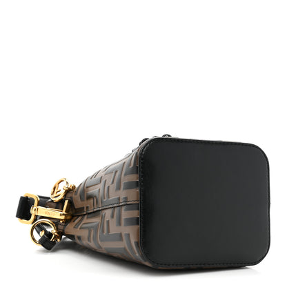 Fendi Vitello Liberty F is Fendi Bi-Color FF 1974 Embossed Mini Mon Tresor Bucket Bag Maya Black 4 of 9