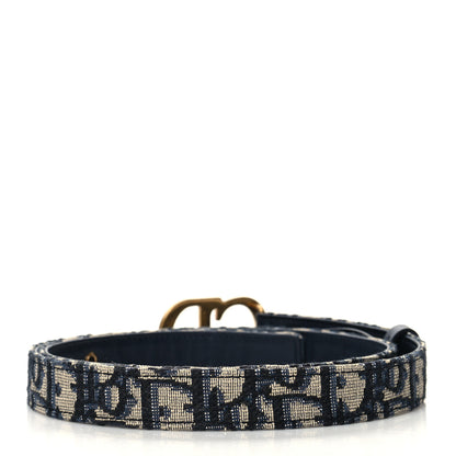 Christian Dior Jacquard Oblique 20mm Saddle Belt 80 32 Blue 2 of 6