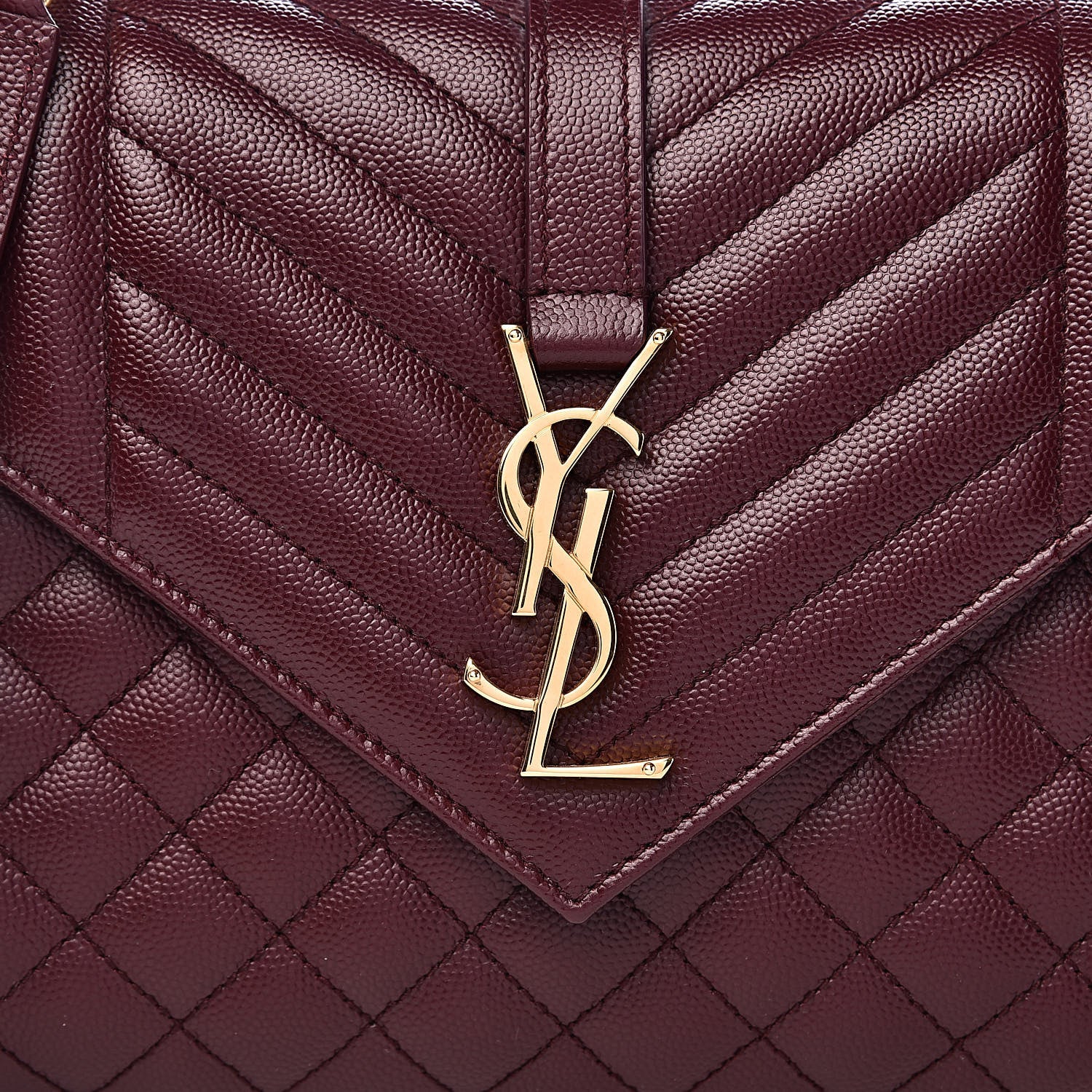 Saint Laurent Grain De Poudre Textured Mixed Matelasse Medium Triquilt Monogram Satchel Rouge Legion 10 of 10