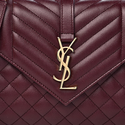 Saint Laurent Grain De Poudre Textured Mixed Matelasse Medium Triquilt Monogram Satchel Rouge Legion 10 of 10
