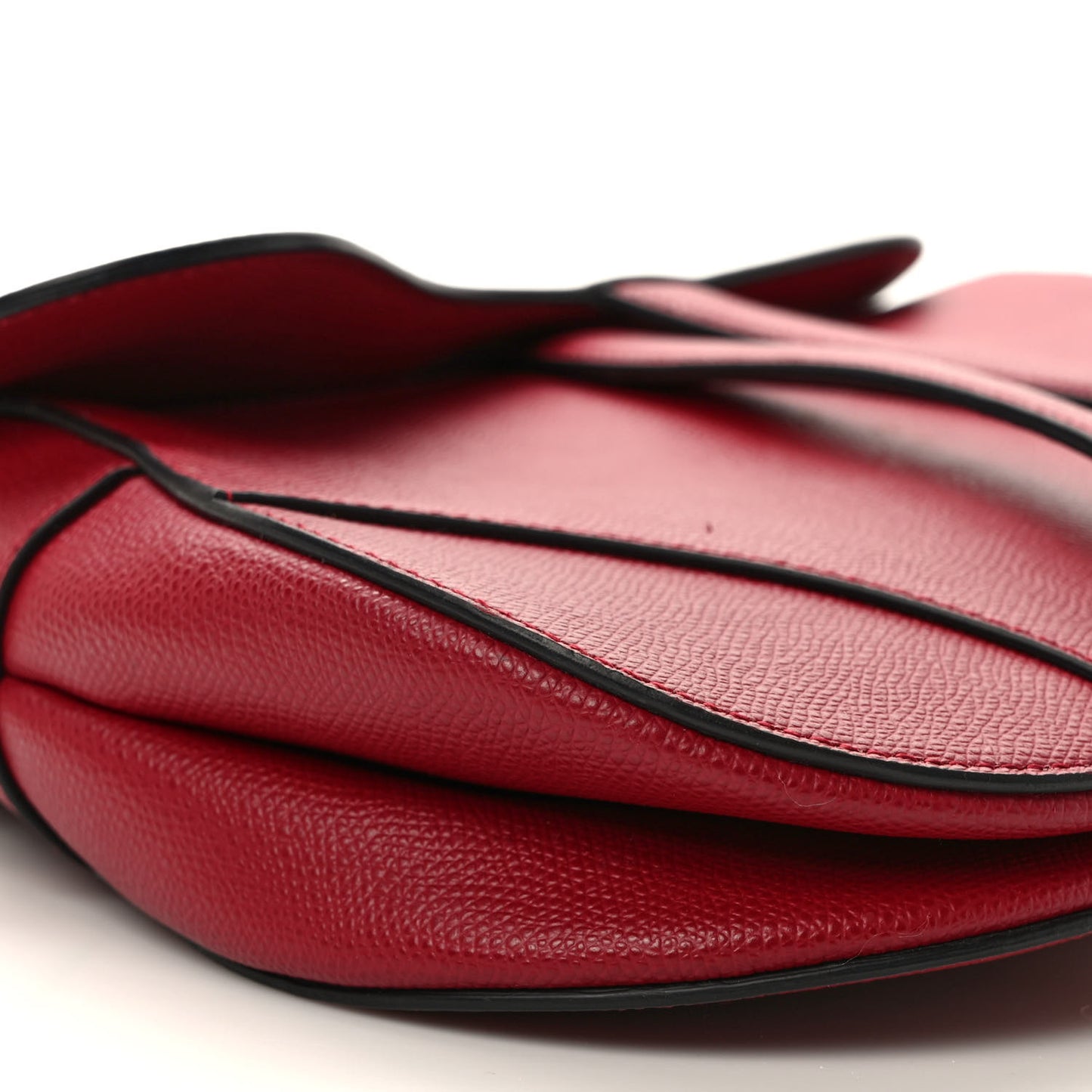 Grained Calfskin Saddle Bag Red