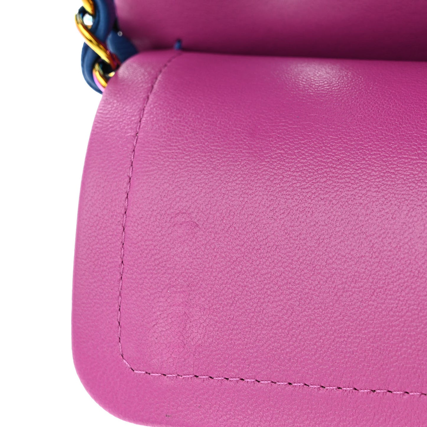 Lambskin Quilted Small Double Flap Blue Purple