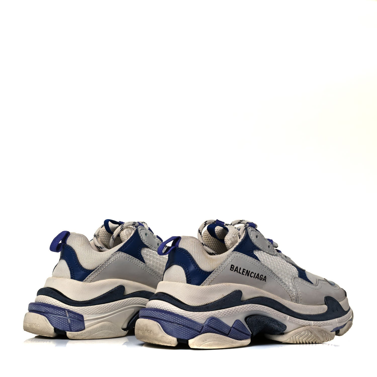 Balenciaga Fabric Mesh Womens Triple S Sneakers 37 White Bleu Violet 4 of 7