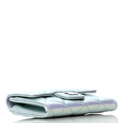 Chanel Iridescent Calfskin Quilted Flap Card Holder Light Blue 4 of 12