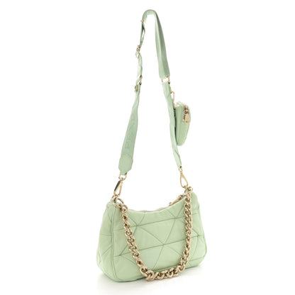 Prada Nappa Re-Nylon Triangle Quilted Patchwork System Shoulder Bag Acqua 3 of 15