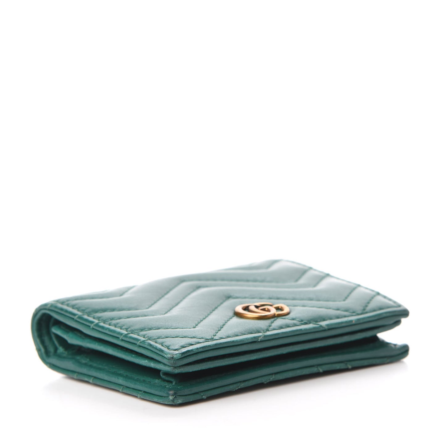 Calfskin Matelasse GG Marmont Card Case Wallet Emerald