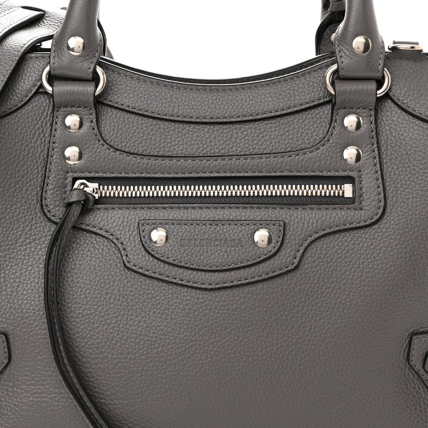 Grained Calfskin Neo Classic Silver Hardware S City Dark Grey