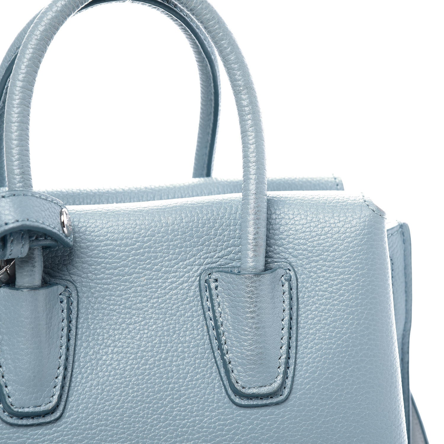 MCM Grained Calfskin Mini Milla Tote Sky Blue 12 of 13
