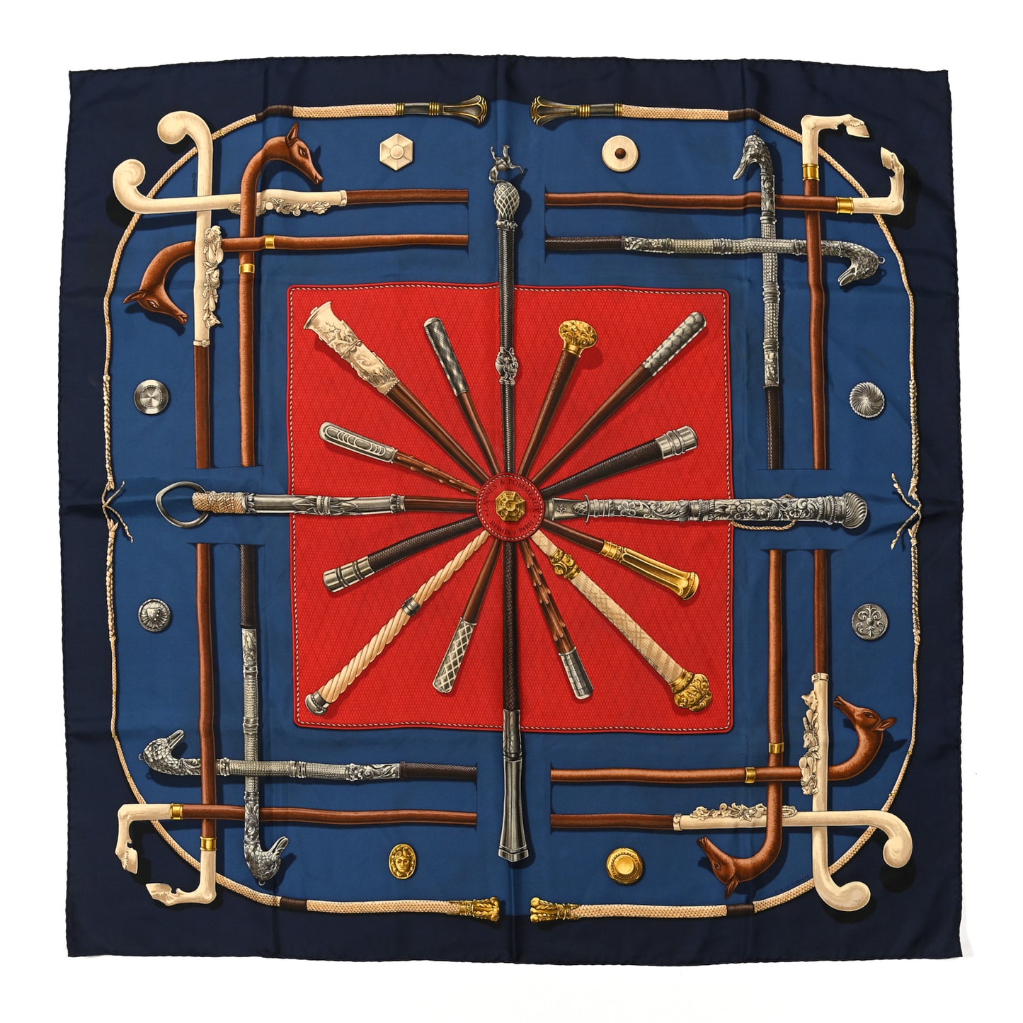 Silk Cannes Et Pommeaux Scarf 90