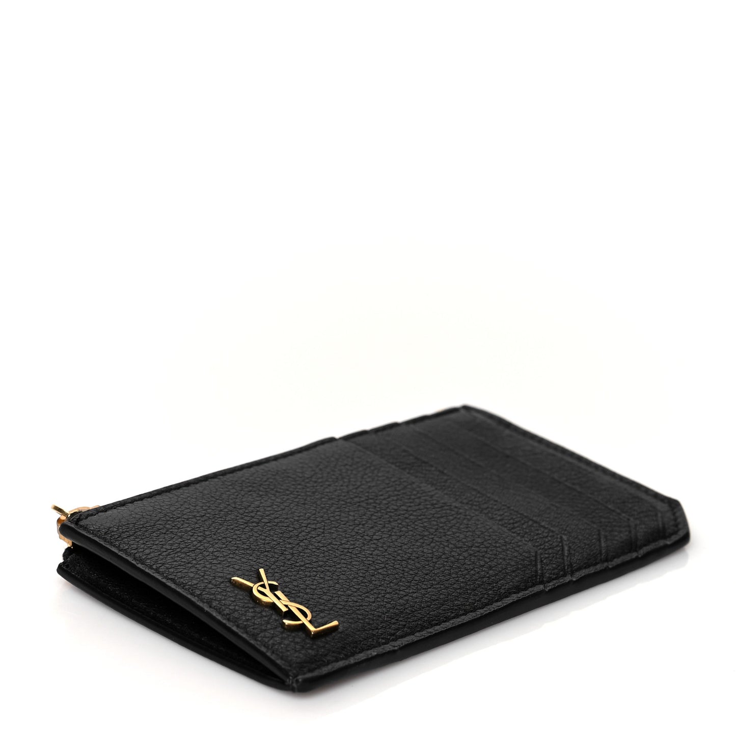Grained Calfskin Monogram 5 Fragments Zip Pouch Card Holder Black