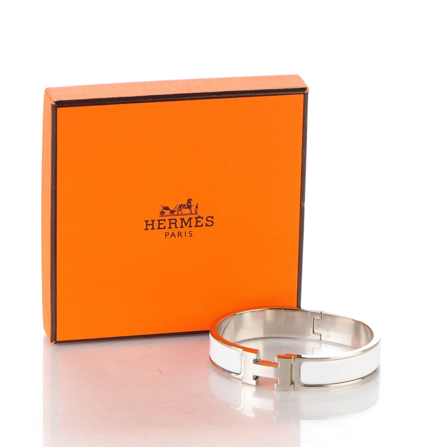 Enamel Narrow Clic Clac H Bracelet PM White