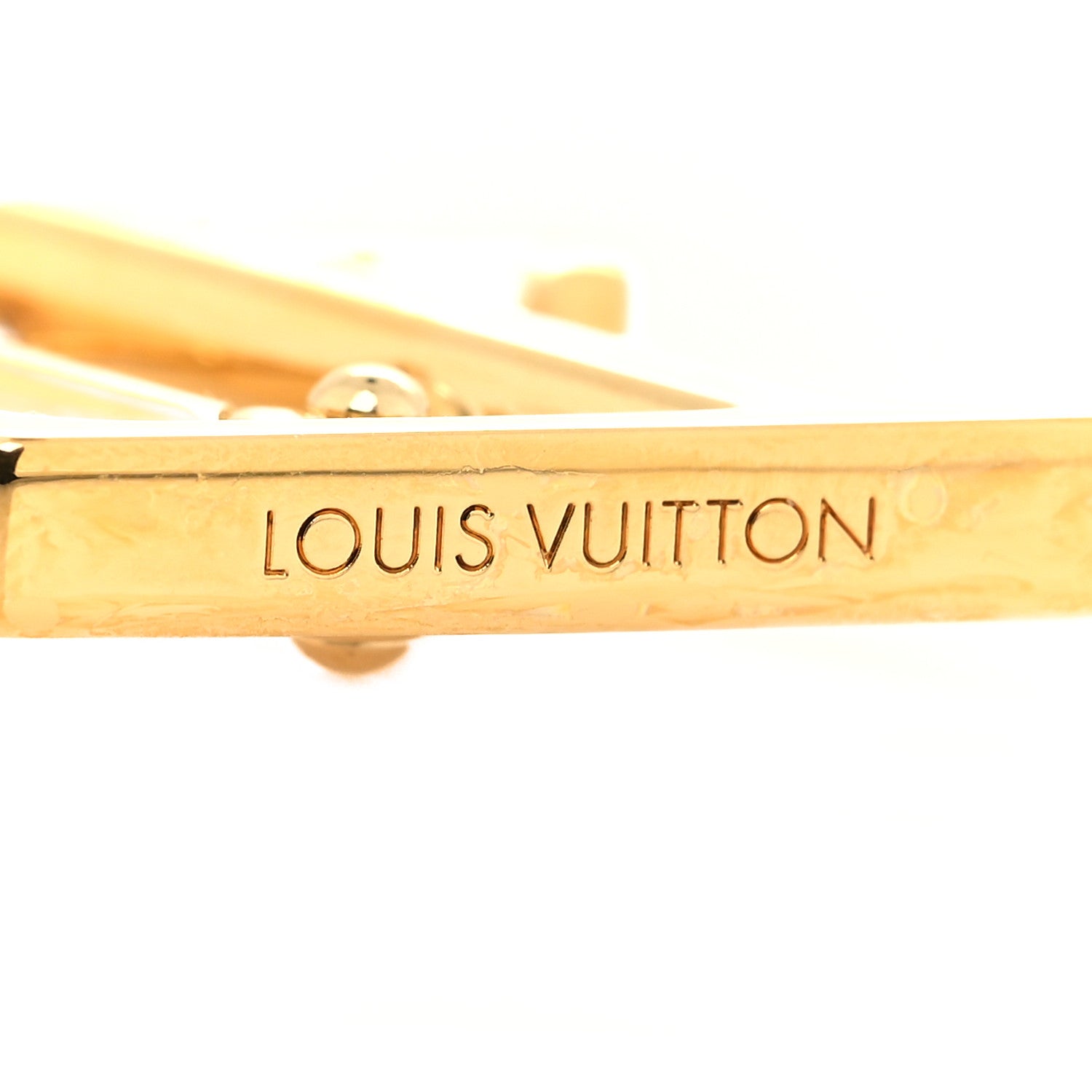 Louis Vuitton Metal Macro LV Earrings Gold 4 of 5