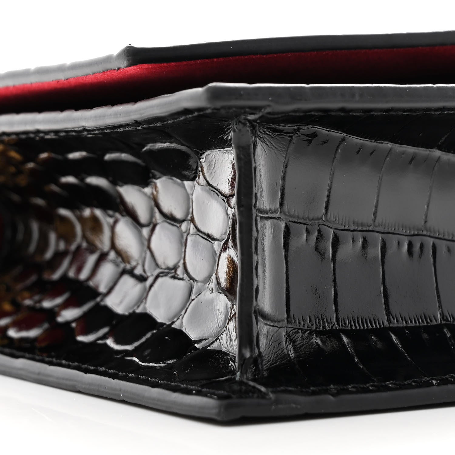 Alexander McQueen Calfskin Crocodile Embossed Skull Mini Shoulder Bag Black 8 of 9