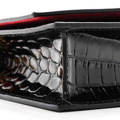 Alexander McQueen Calfskin Crocodile Embossed Skull Mini Shoulder Bag Black 8 of 9