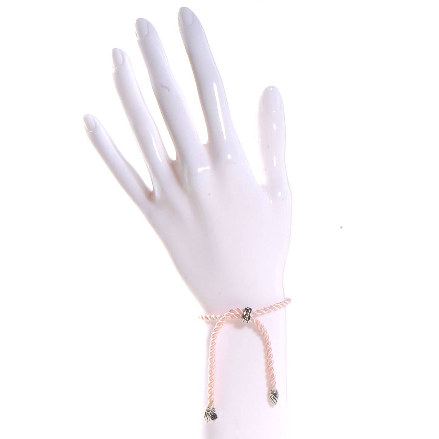 Sterling Silver and Silk Cord Bracelet Pink