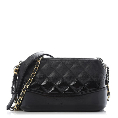 Chanel Patent Goatskin Quilted Small Gabrielle Clutch With Chain Black 1 of 9