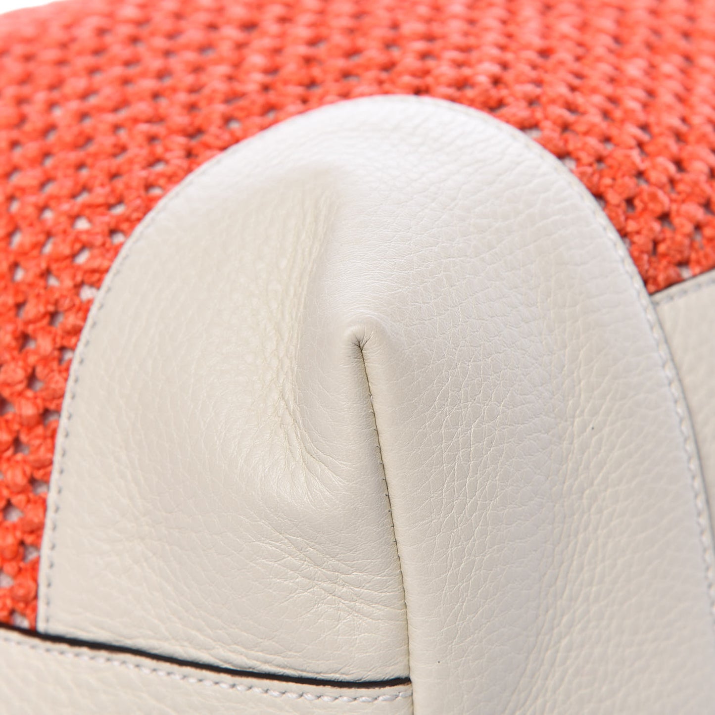 Straw Calfskin Bamboo Shopper Tote Orange