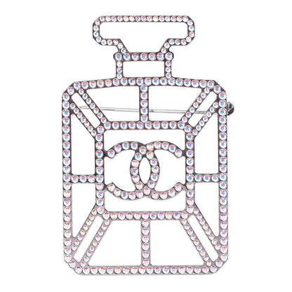 Chanel Ruthenium Crystal Perfume Bottle CC Brooch Iridescent Pink 1 of 4