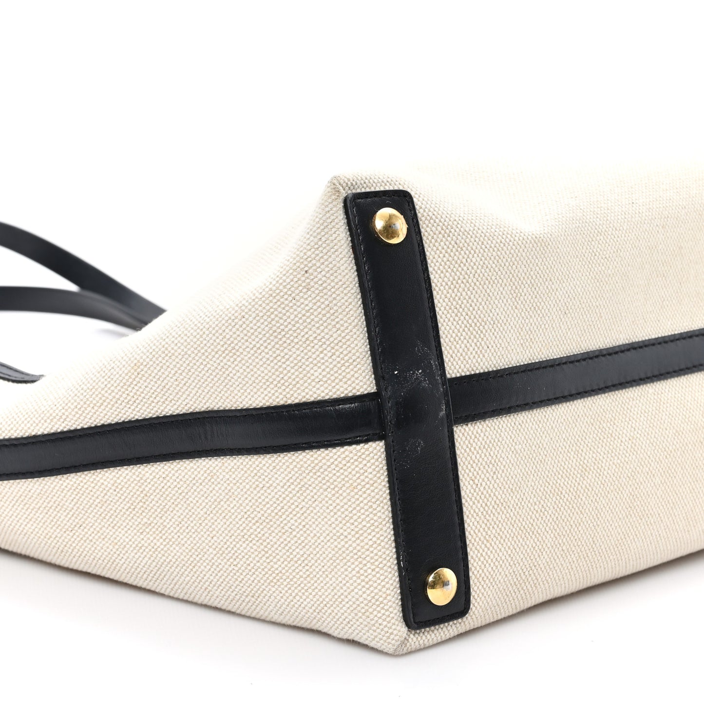 Cotton Soft Canvas Calfskin Medium Belt Tote Natural Black