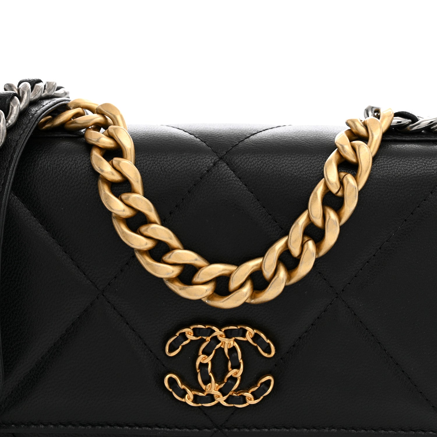 Chanel Lambskin Quilted Chanel 19 Wallet On Chain WOC Black 7 of 10