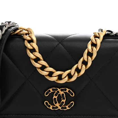 Chanel Lambskin Quilted Chanel 19 Wallet On Chain WOC Black 7 of 10