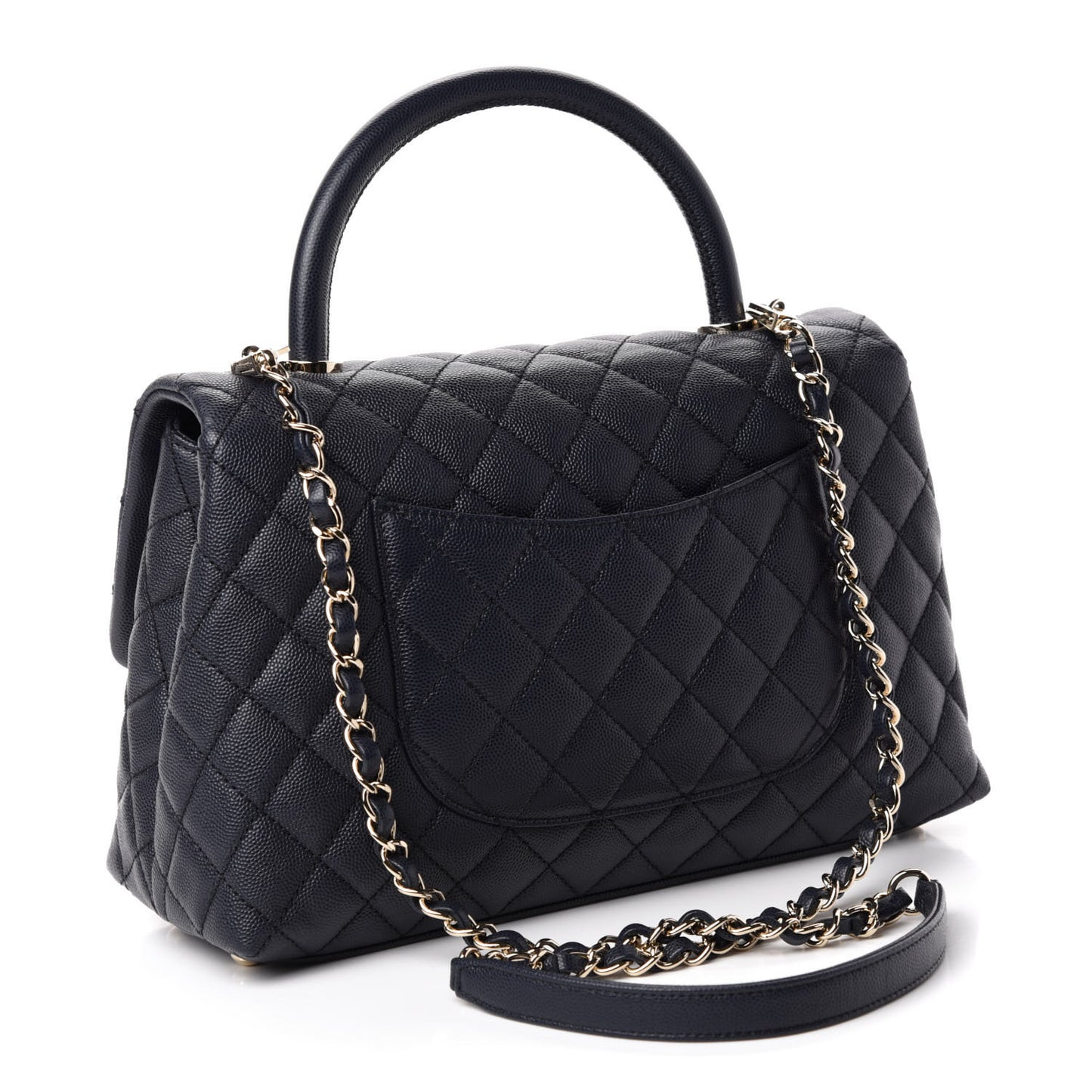 Caviar Quilted Small Coco Handle Flap Navy