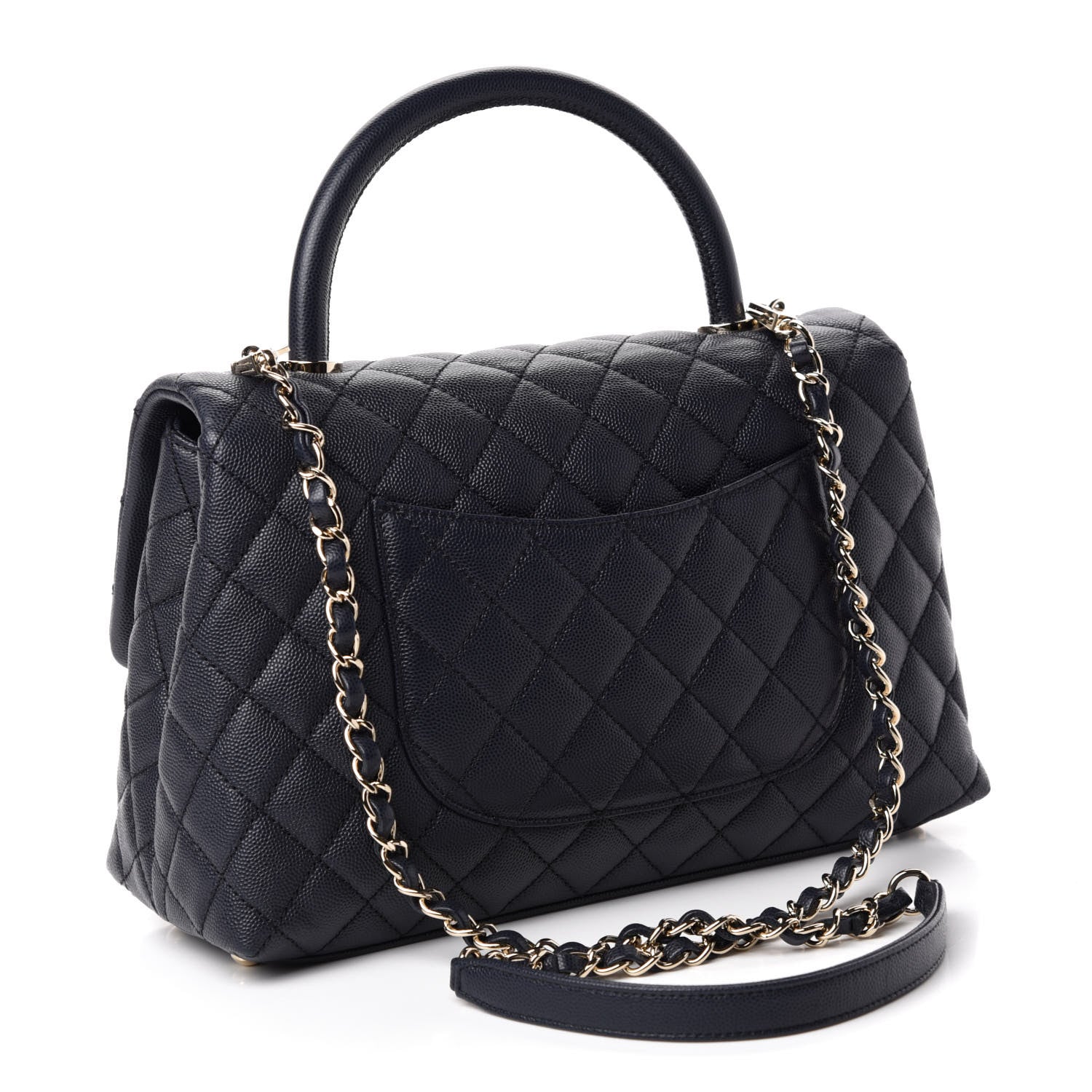 Chanel Caviar Quilted Small Coco Handle Flap Navy 4 of 12