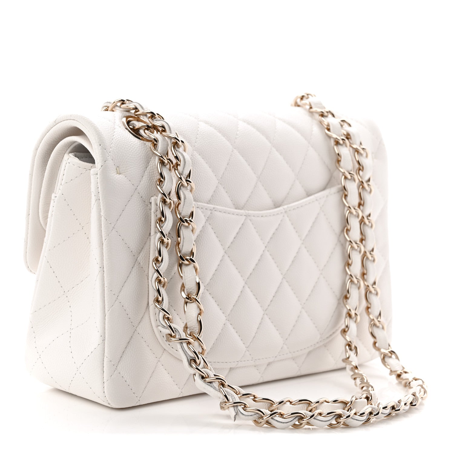 Chanel Caviar Quilted Medium Double Flap White 4 of 21