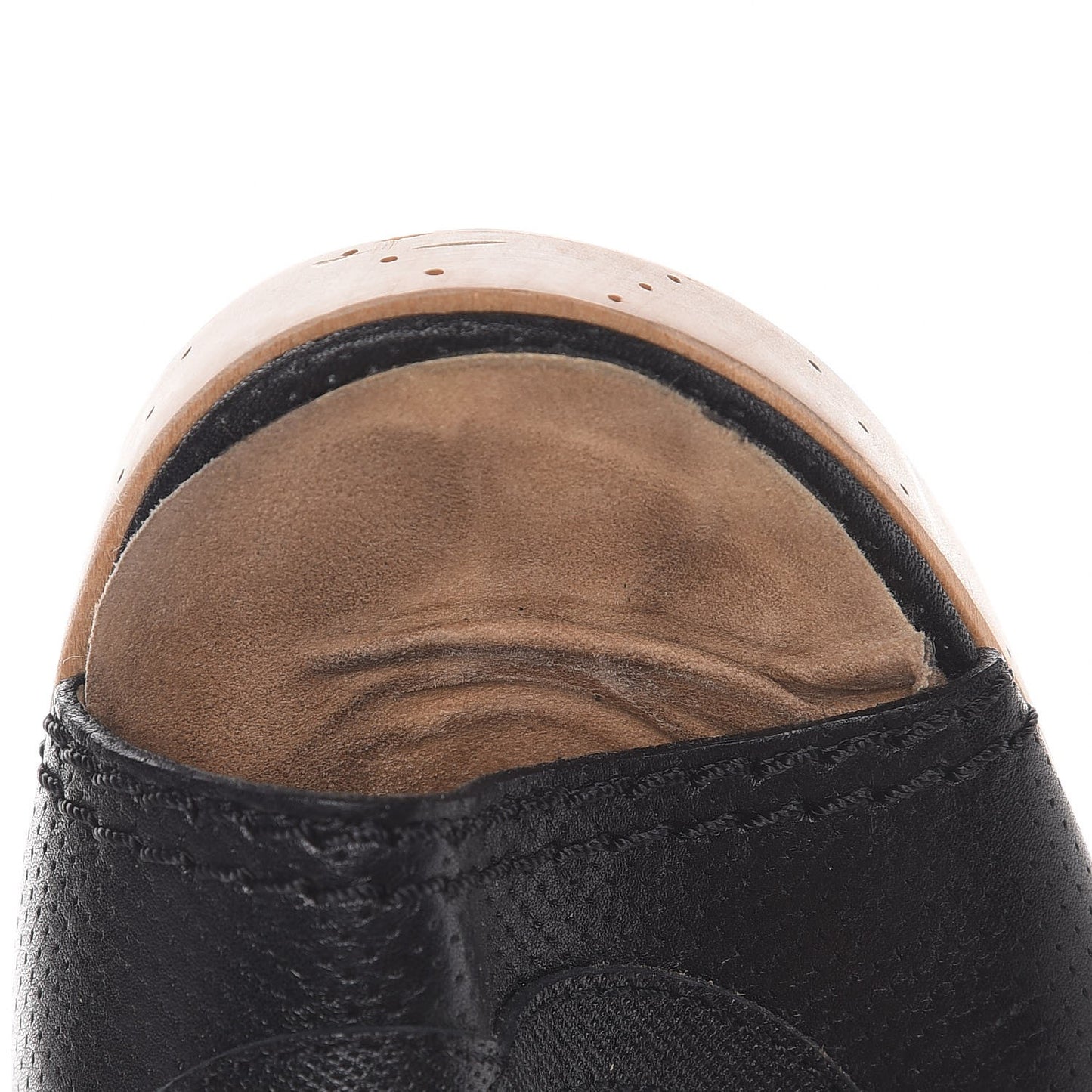 Lambskin Perforated CC Wood Clogs 37 Black