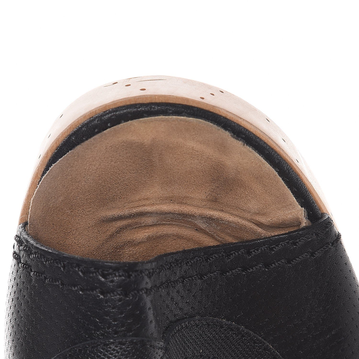 Chanel Lambskin Perforated CC Wood Clogs 37 Black 10 of 11
