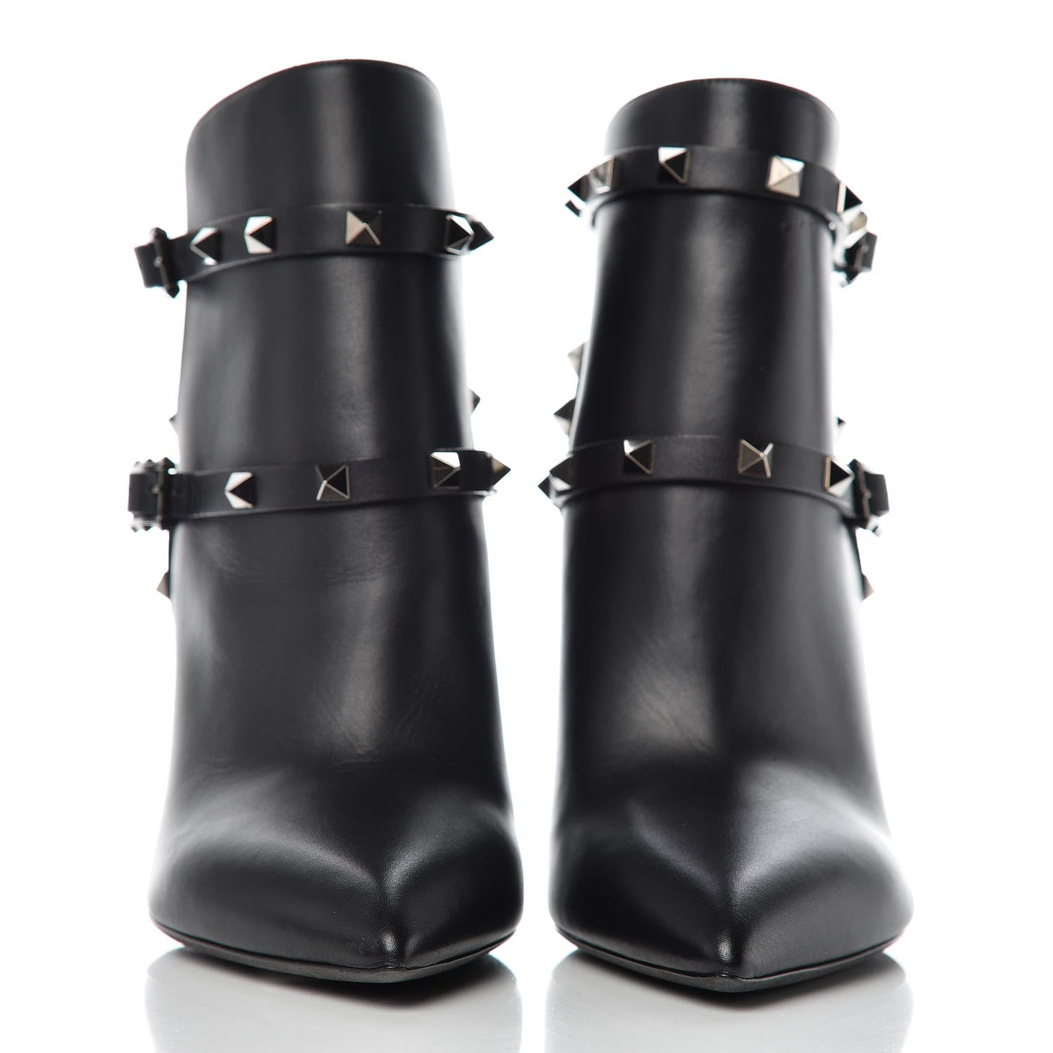 Valentino Garavani Calfskin Rockstud Double Buckle 100mm Ankle Boots 39 Black 2 of 13