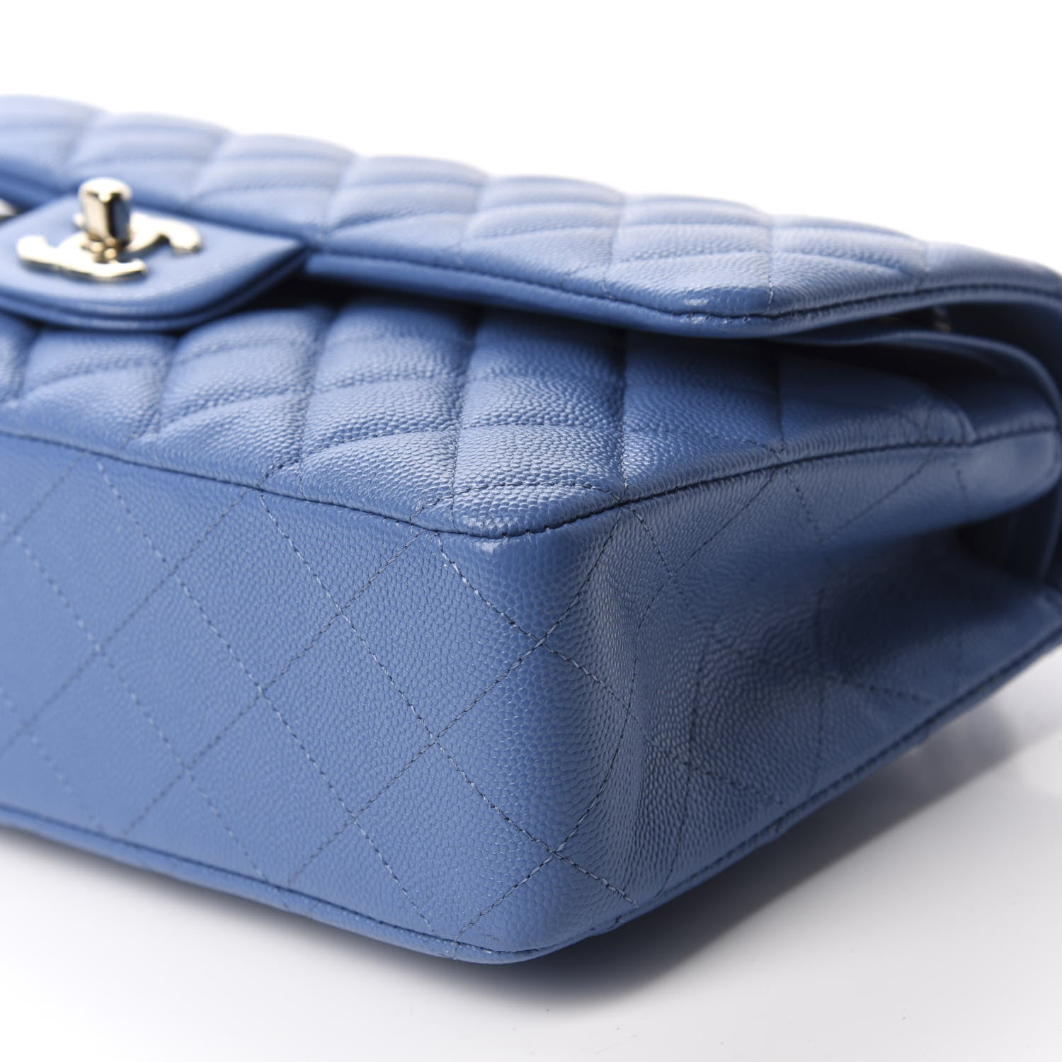 Chanel Caviar Quilted Medium Double Flap Blue 7 of 10
