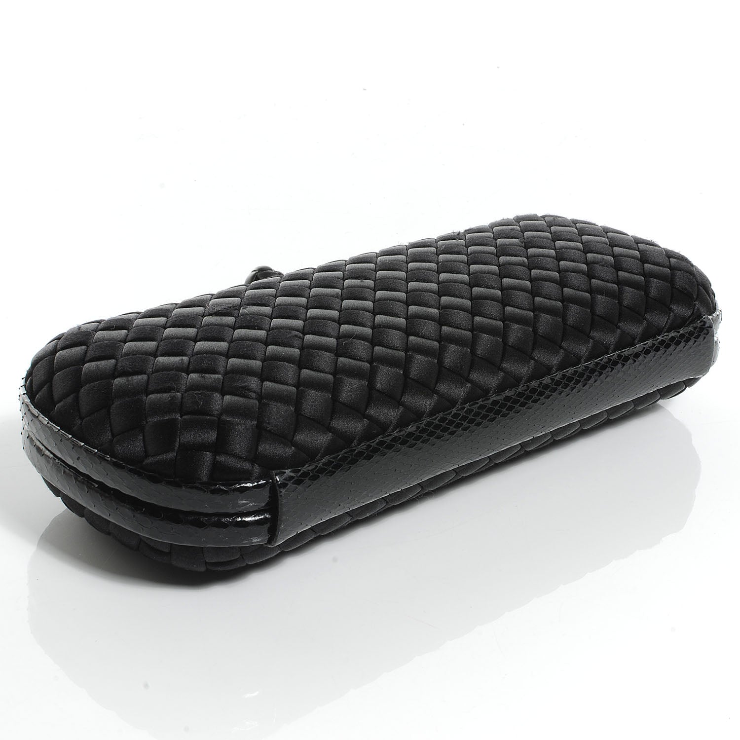 Bottega Veneta Ayers Satin Intrecciato Stretch Knot Clutch Nero Black 4 of 8