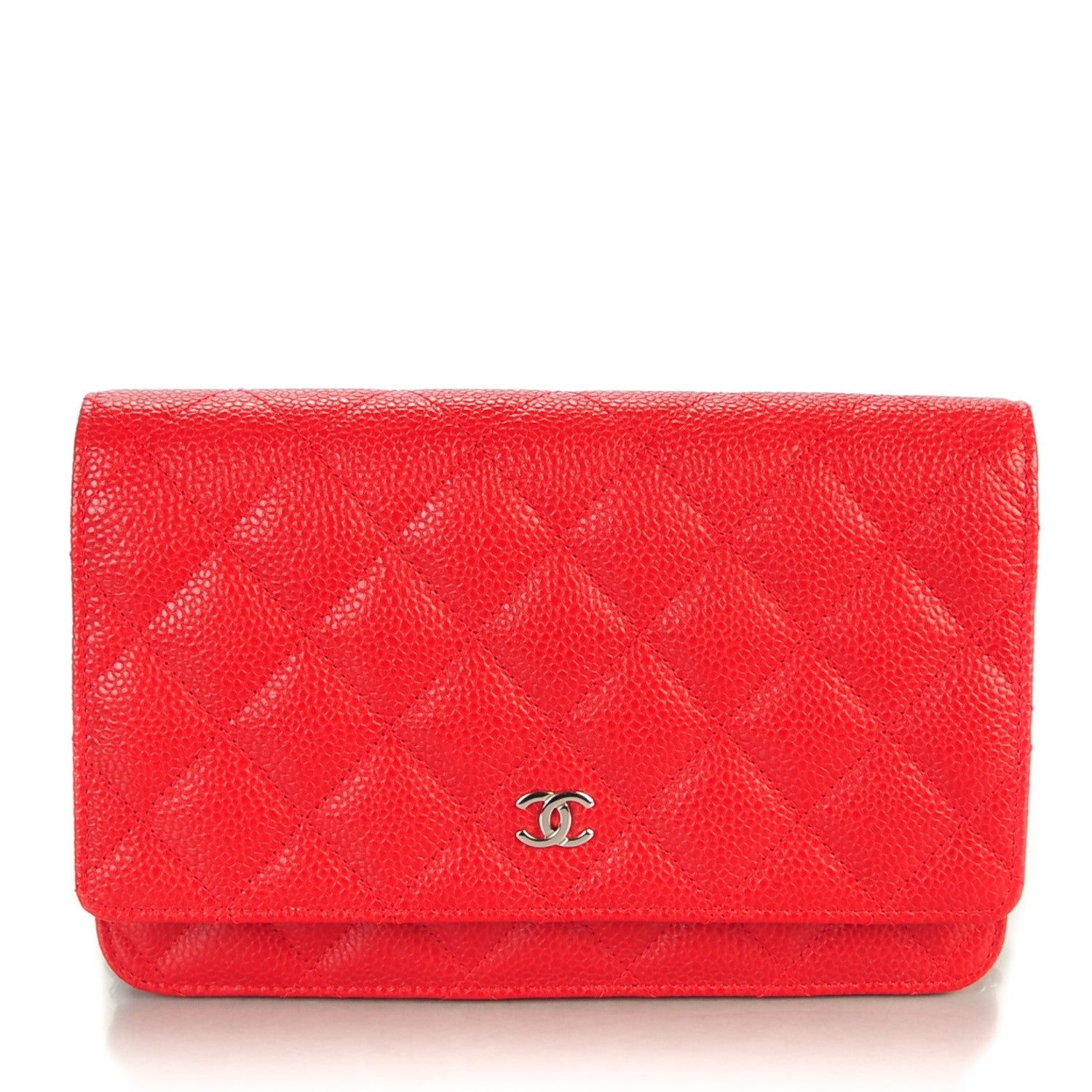 Chanel Caviar Quilted Wallet On Chain WOC Red 1 of 8