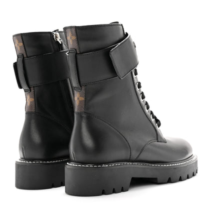 Louis Vuitton Calfskin Monogram Territory Flat Ranger Boots 36 Black 4 of 14